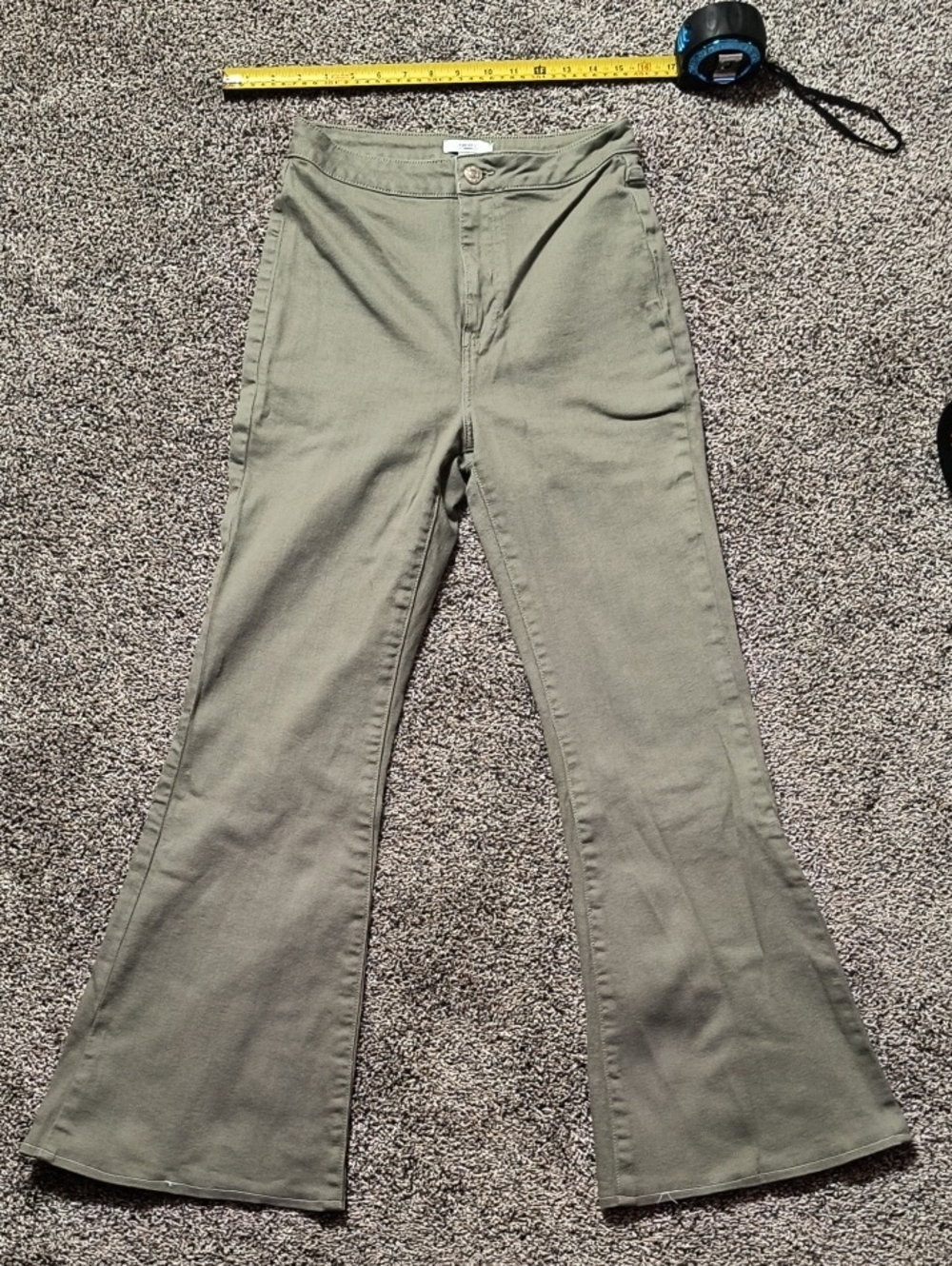 Forever 21 Olive Green High-Rise Flared Jeans